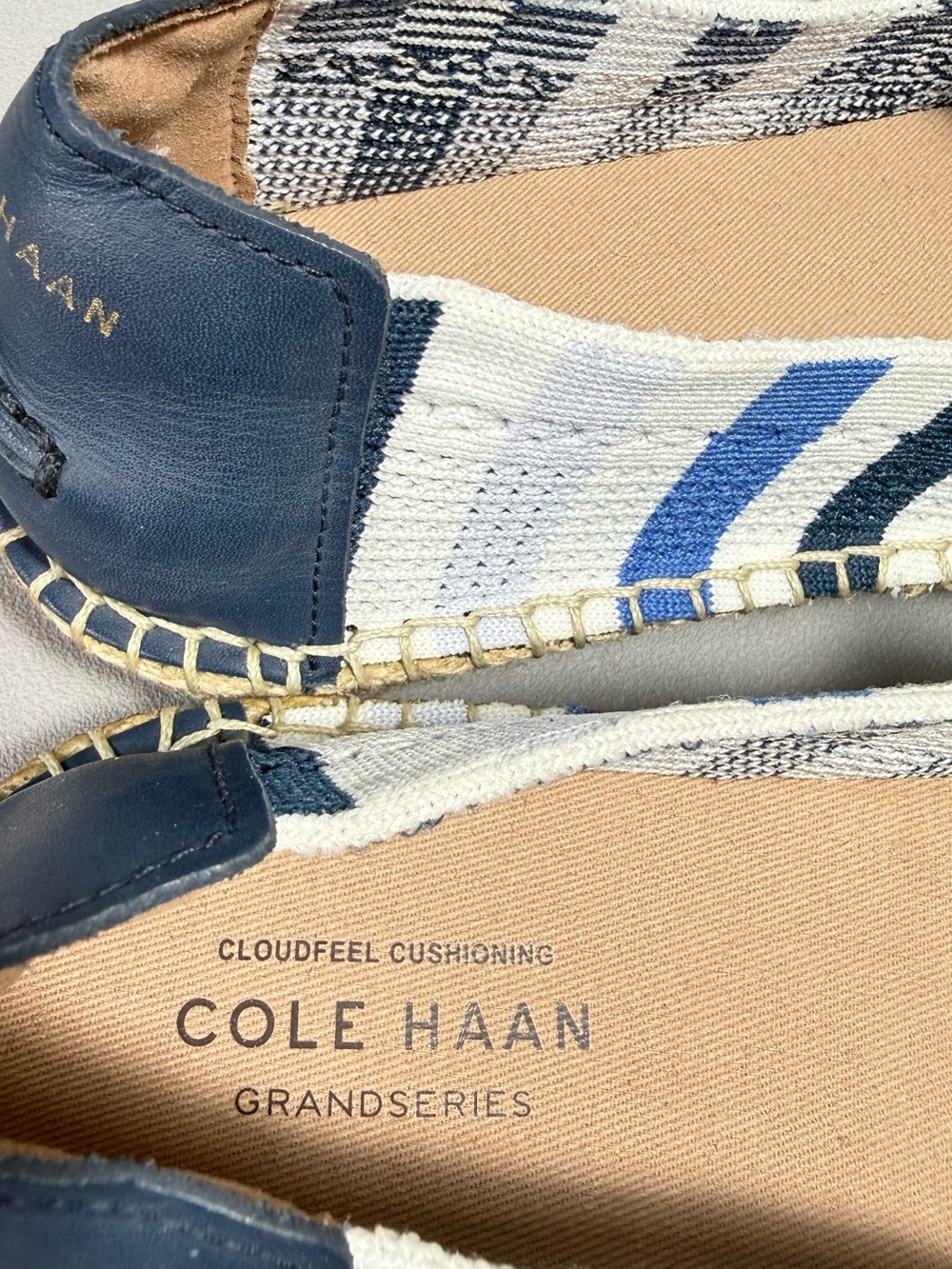 Cole Haan Blue & White Espadrille Slip-On Loafers NWOT - Picture 12 of 12